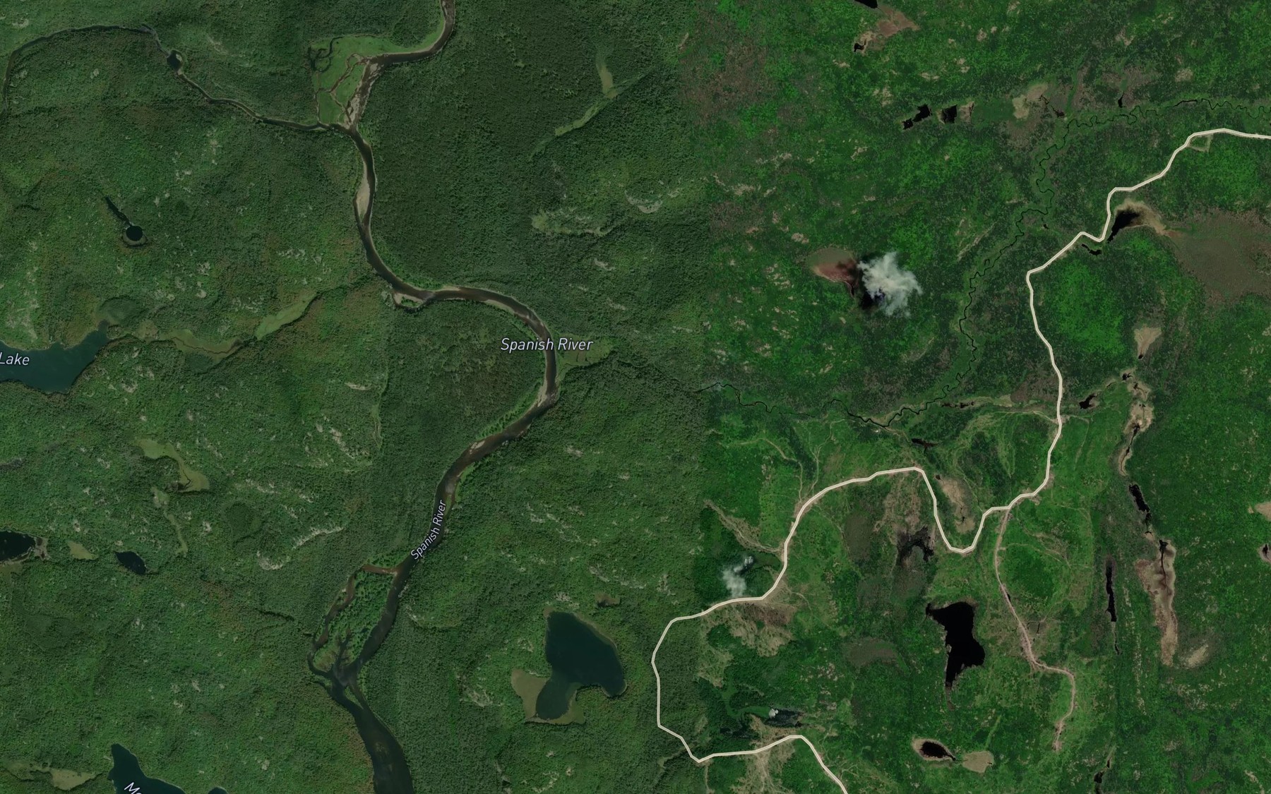 Satellite map of the Crazy Creek