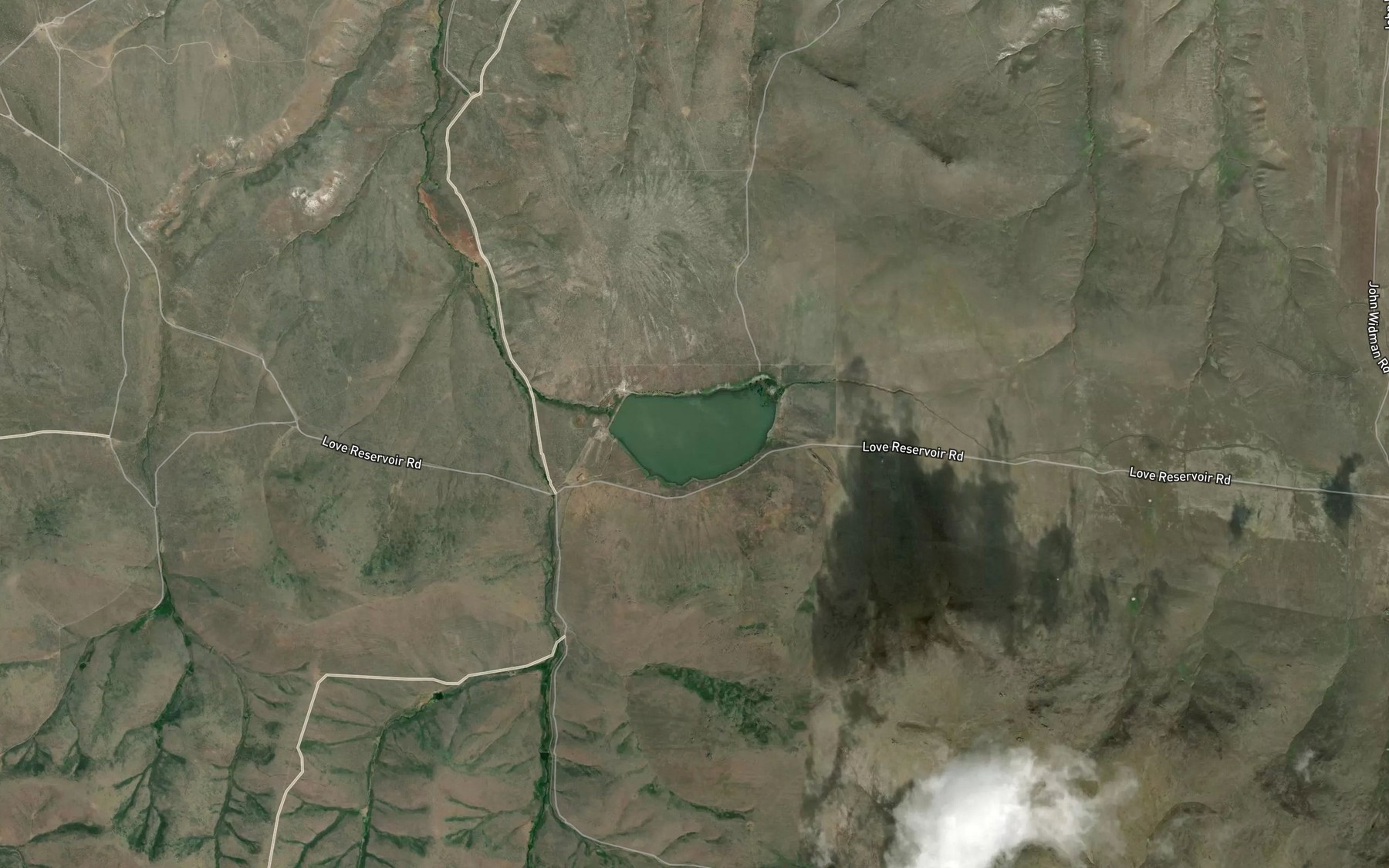 Satellite map of the Love Reservoir