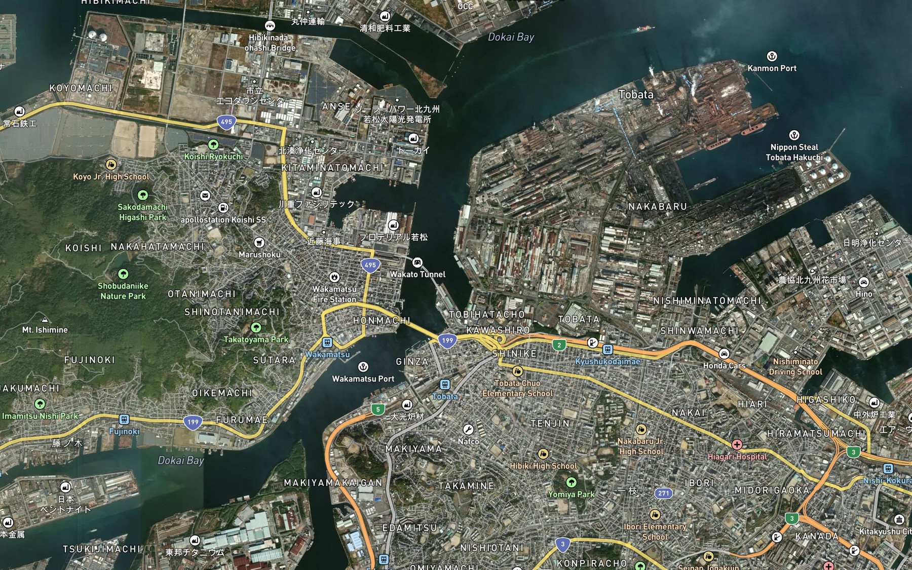 Satellite map of the Tobata Ko
