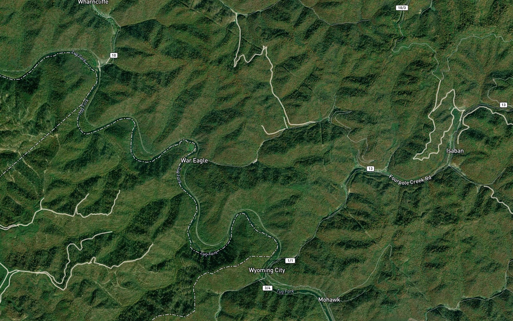 Satellite map of the Bear Branch