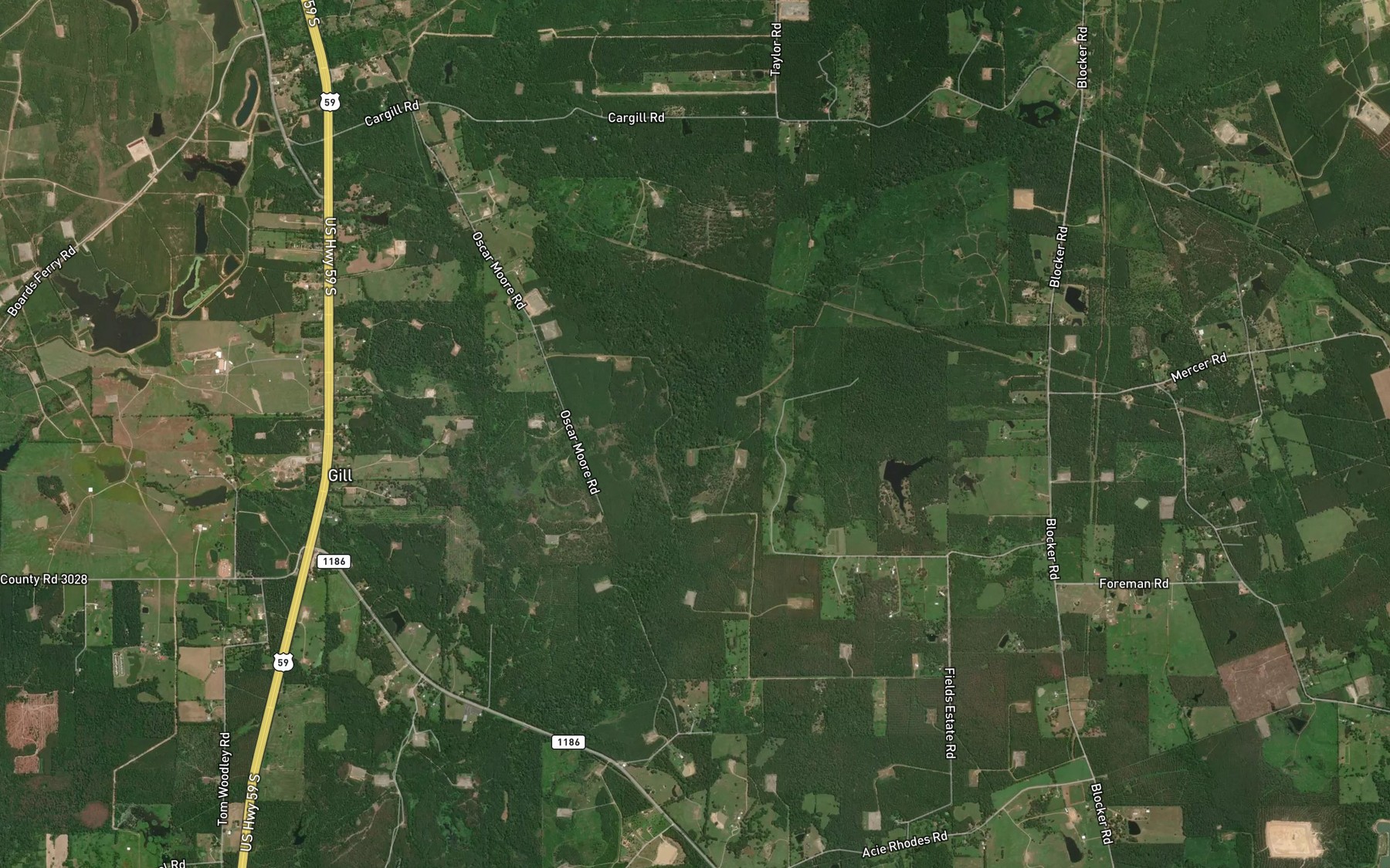 Satellite map of the Quapaw Creek