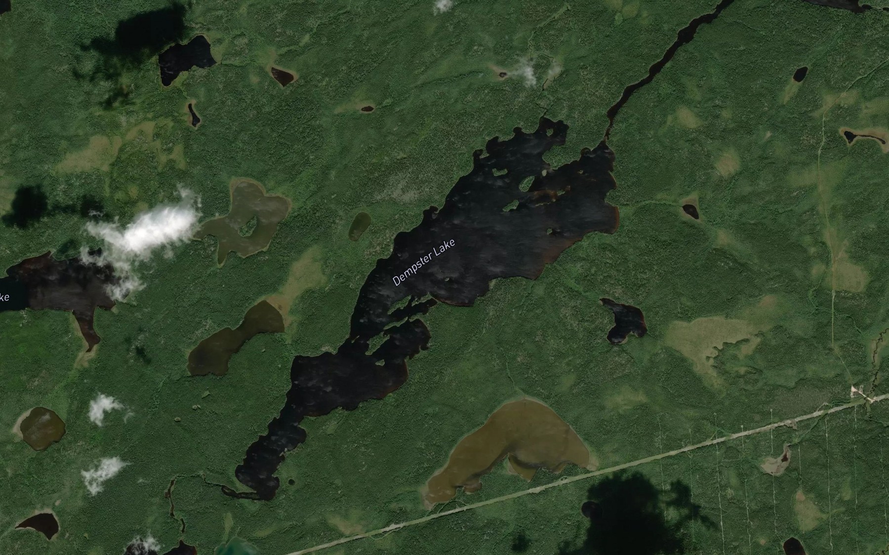 Satellite map of the Dempster Lake