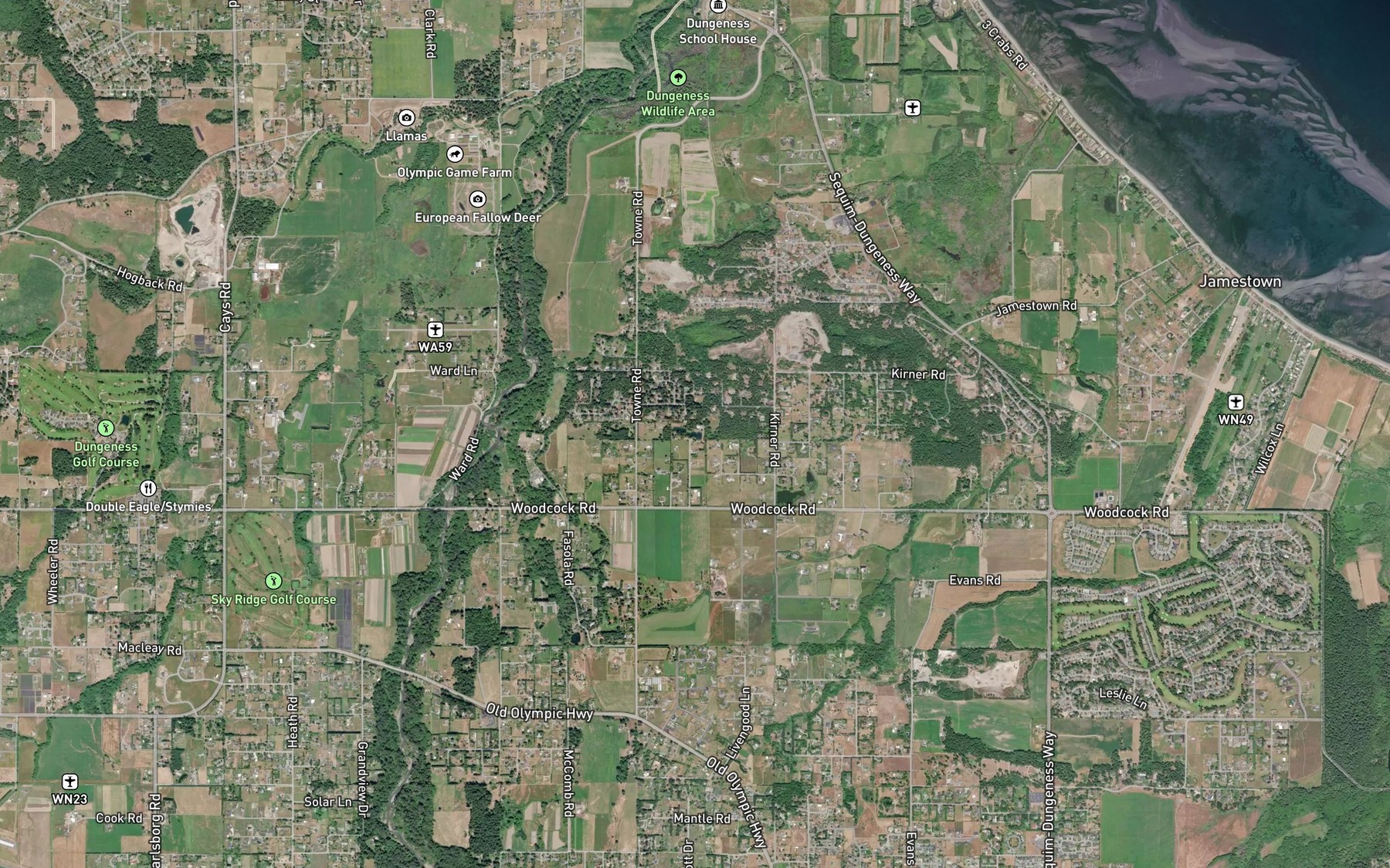 Satellite map of the Rex Aldrich Reservoir