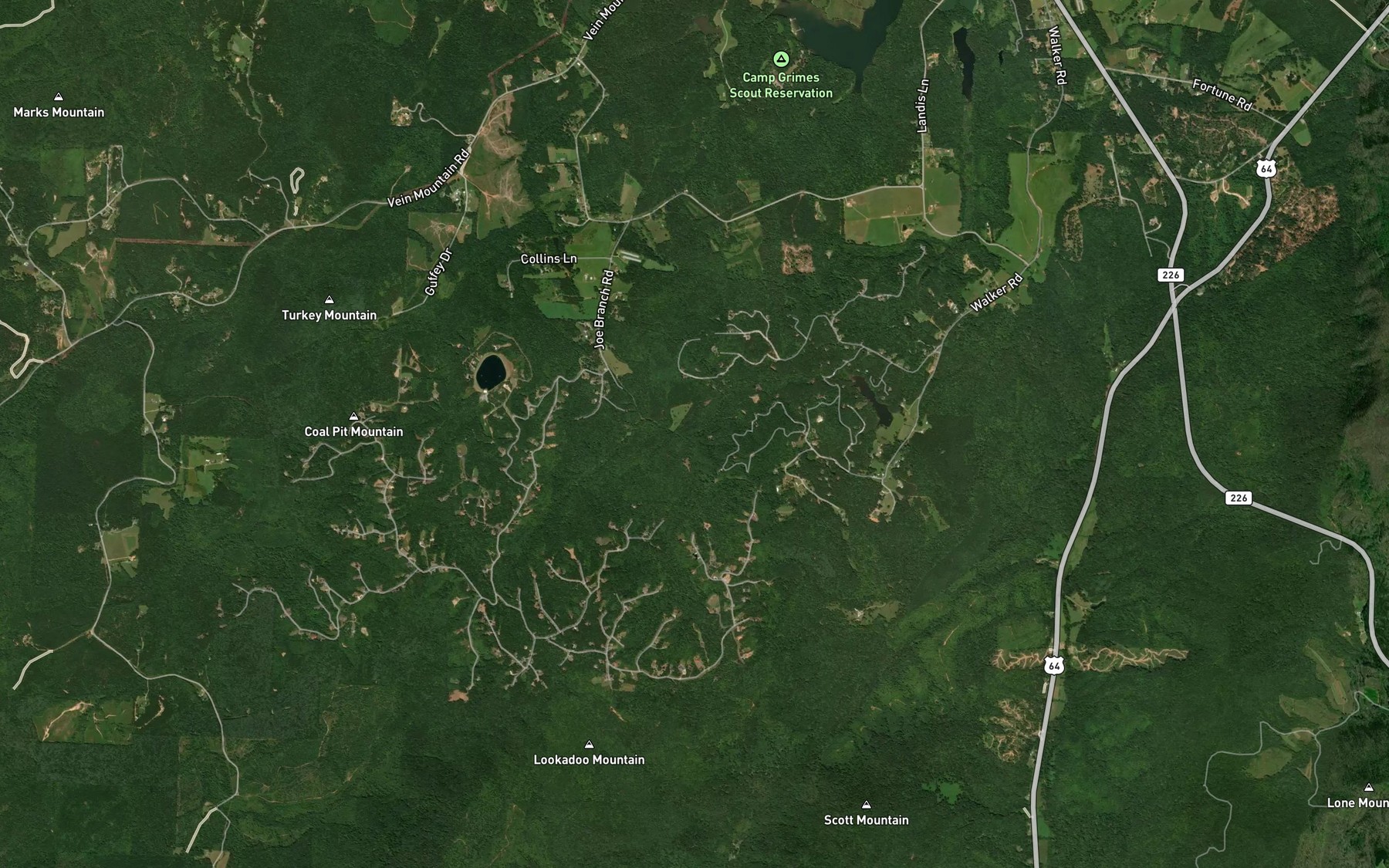 Satellite map of the Weaver Branch