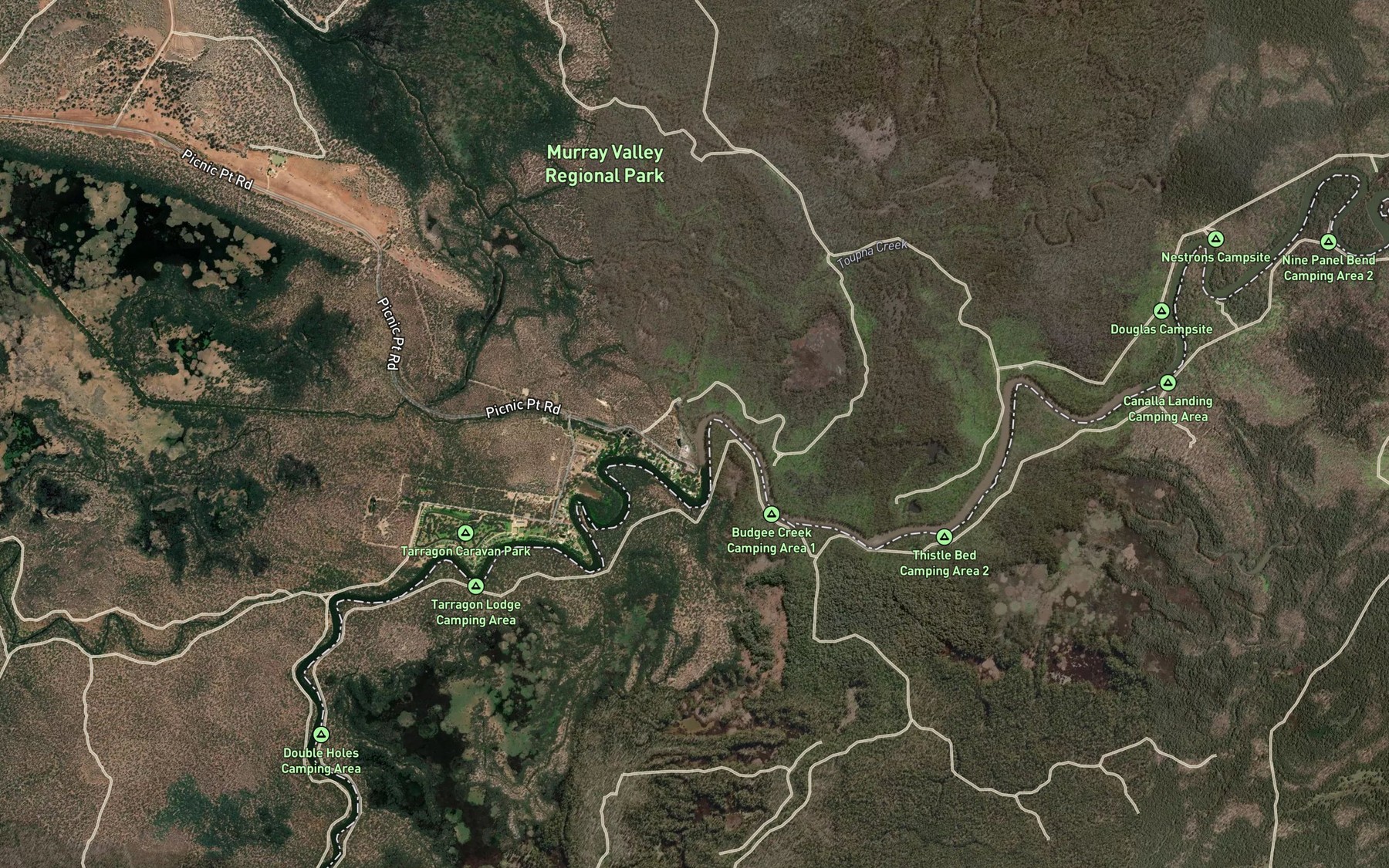 Satellite map of the Edward River