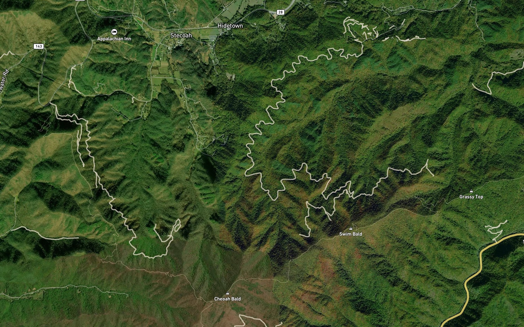 Satellite map of the Whiteoak Creek