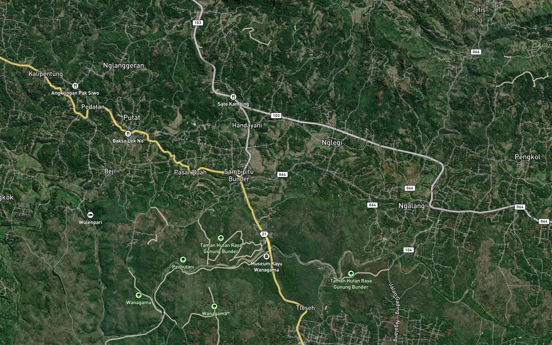 Satellite map of the Kali Nglegi
