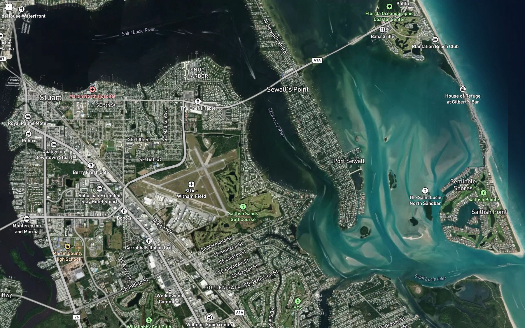 Satellite map of the Hooker Cove