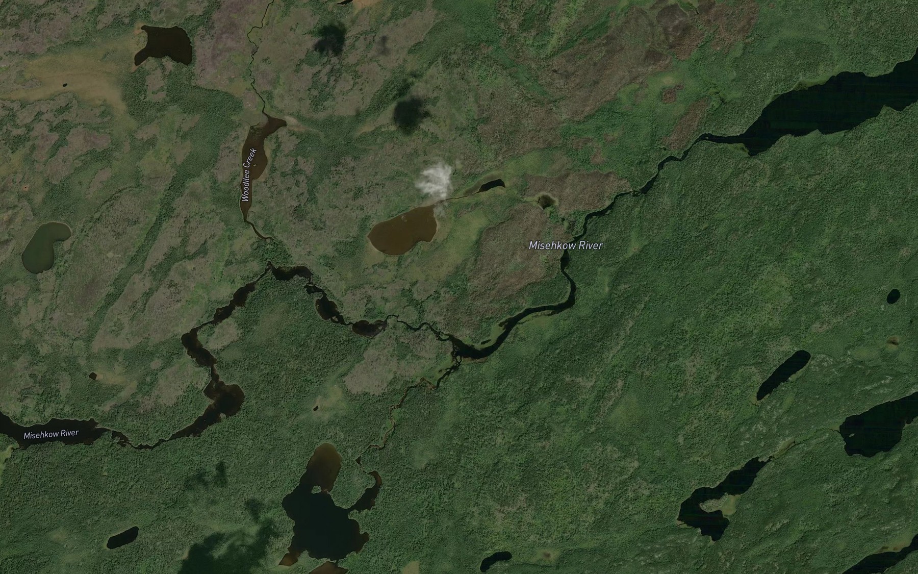 Satellite map of the August Creek
