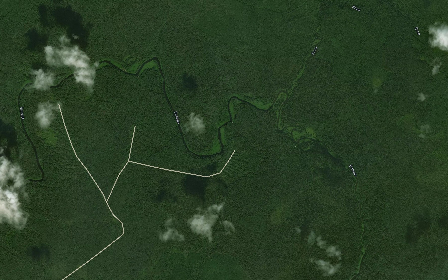 Satellite map of the Yegvil'