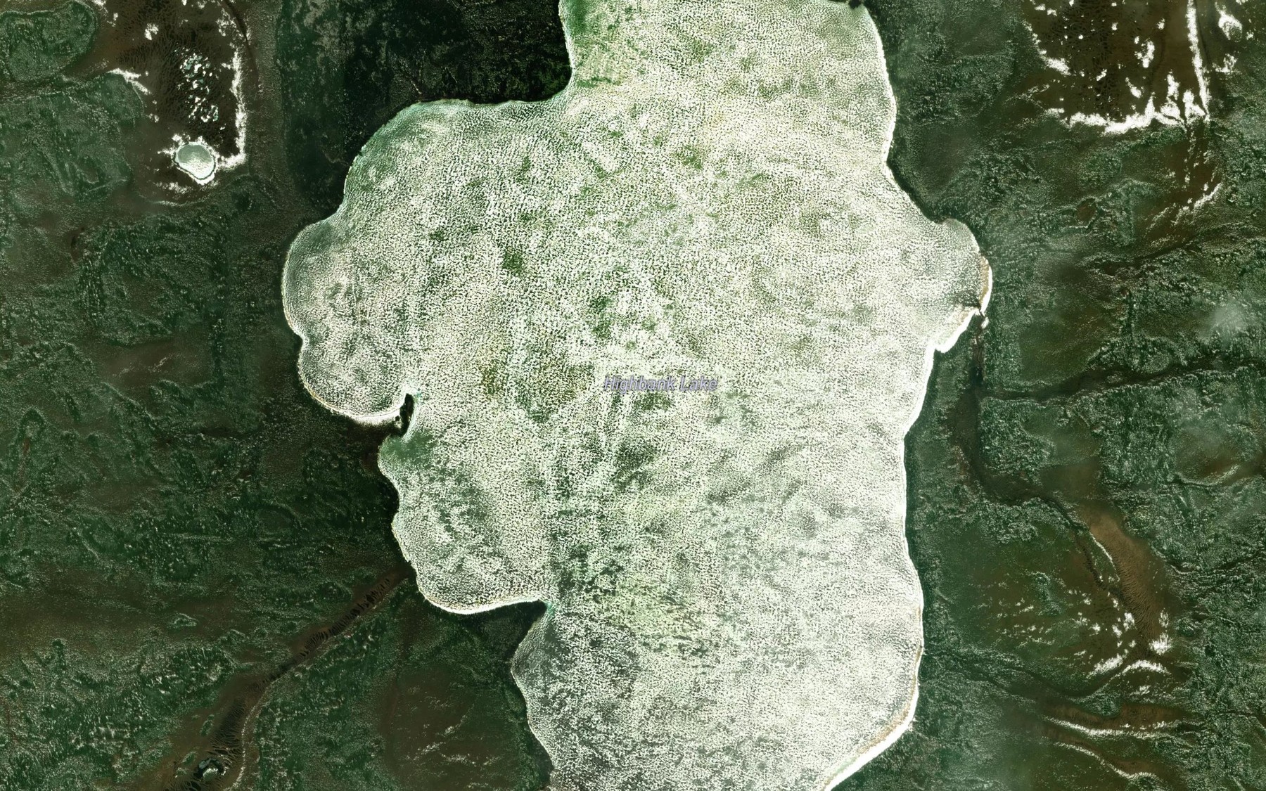 Satellite map of the Highbank Lake
