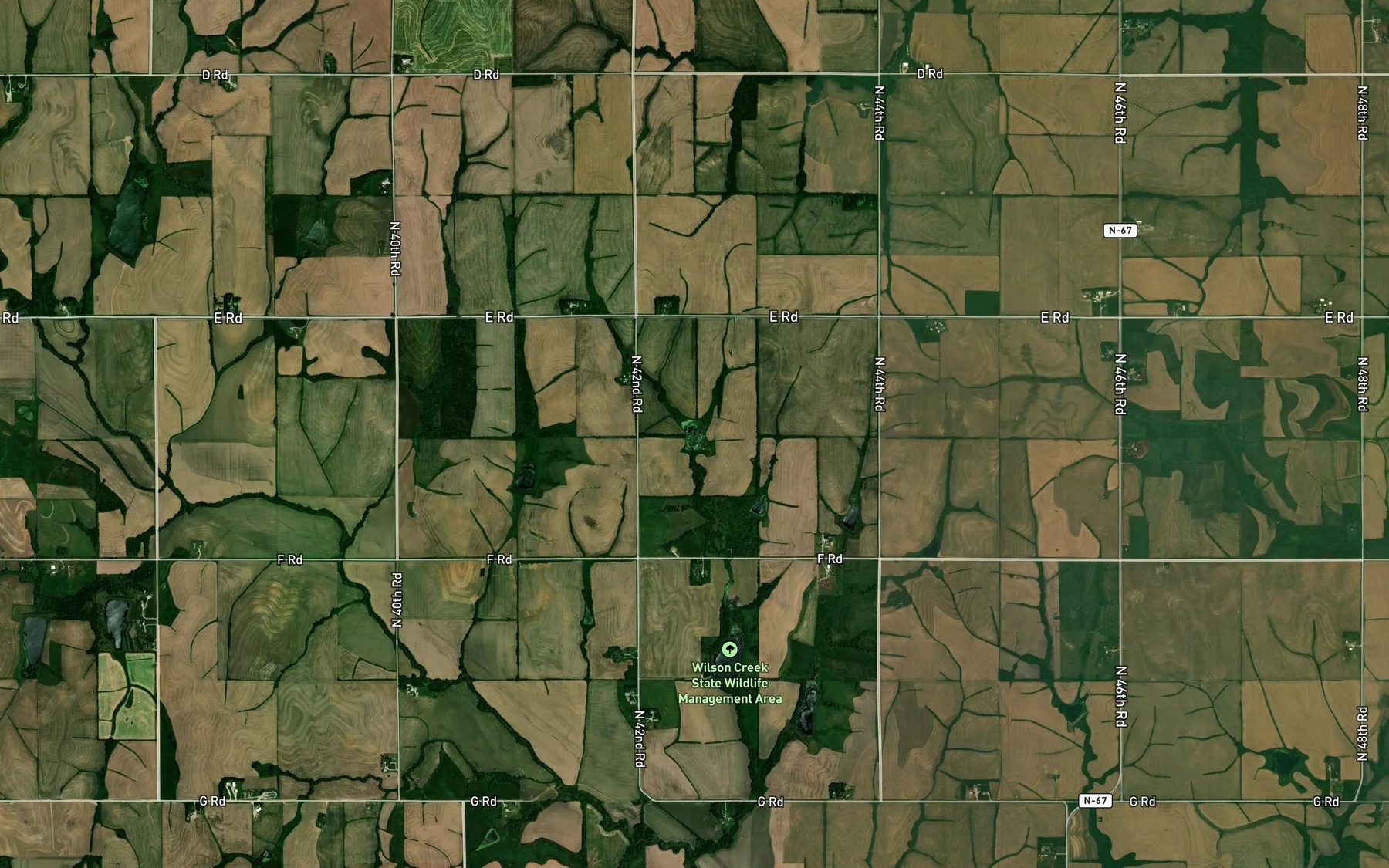 Satellite map of the Wilson Creek Reservoir 2-32