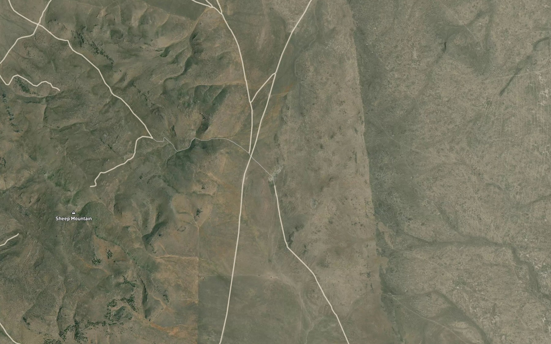Satellite map of the Sheep Mountain Reservoir
