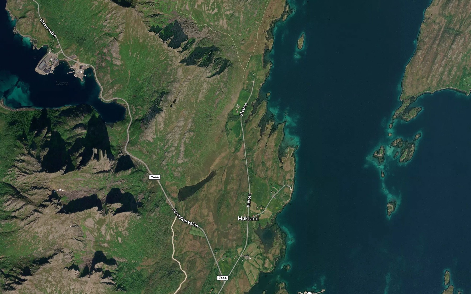 Satellite map of the Moklandselva