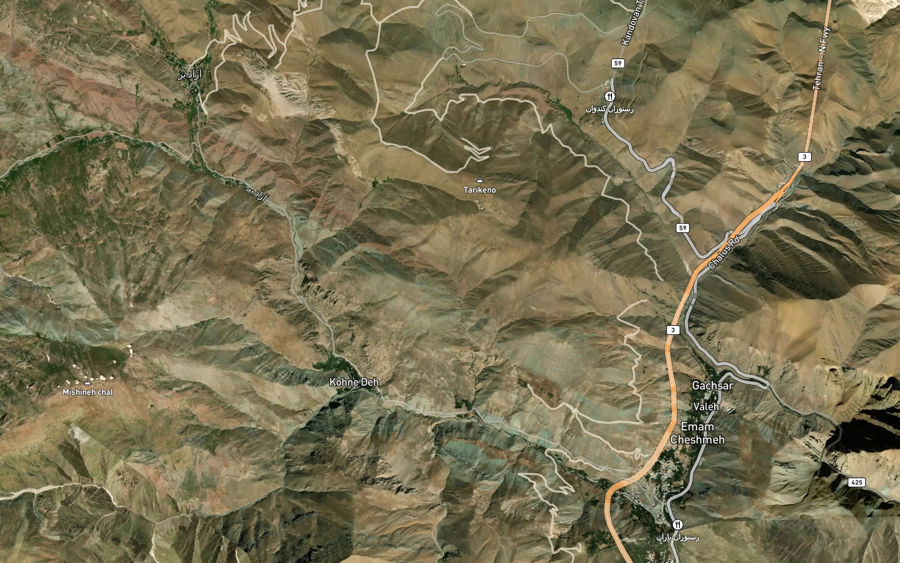 Satellite map of the Gu Cheshmeh