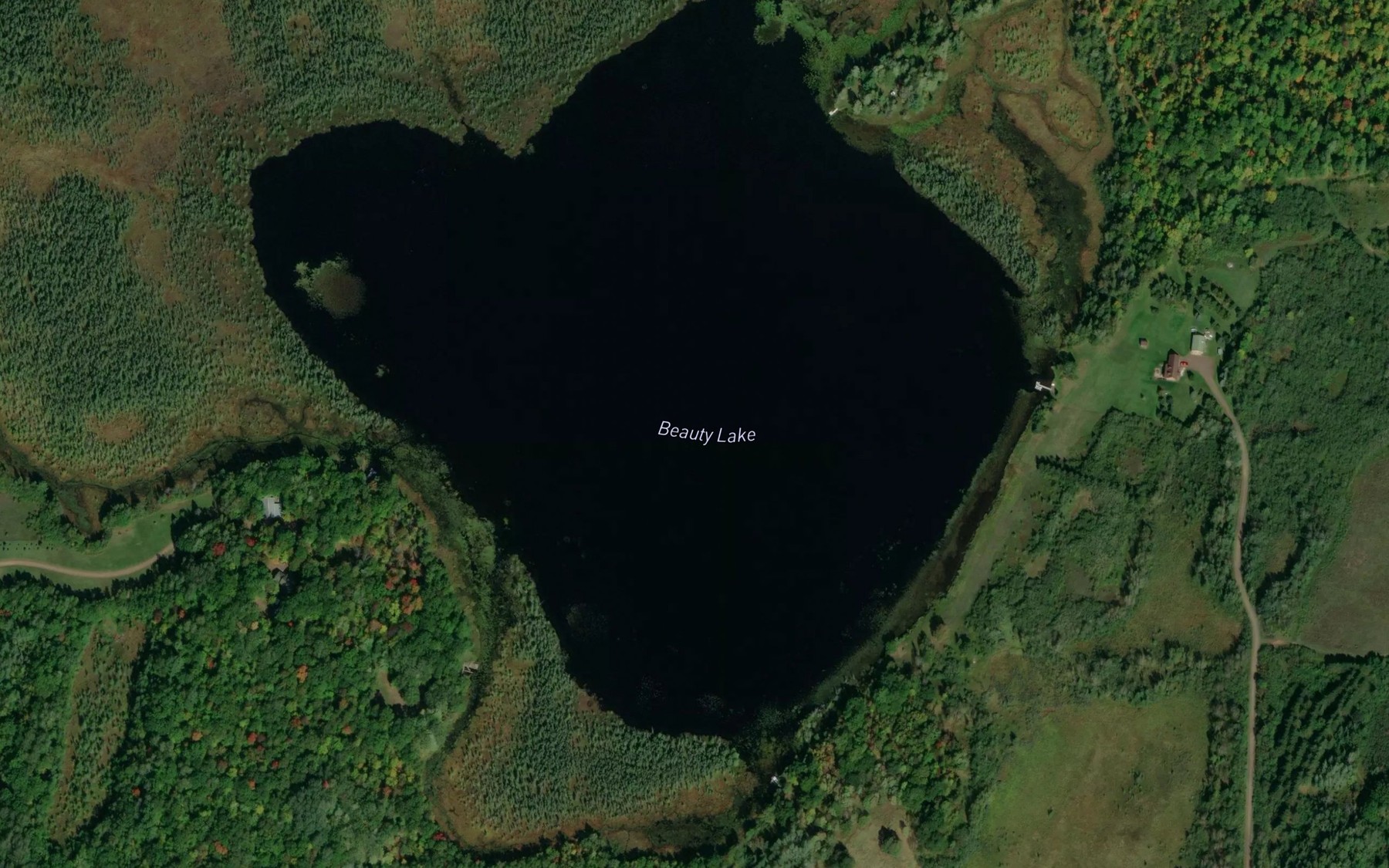 Satellite map of the Beauty Lake