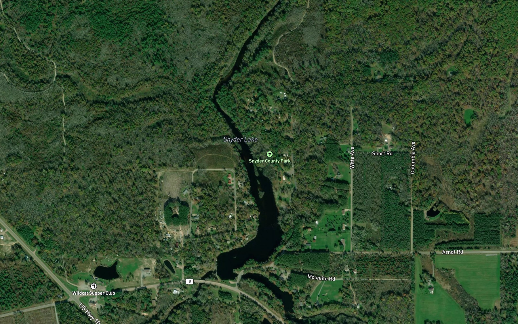 Satellite map of the Snyder Lake