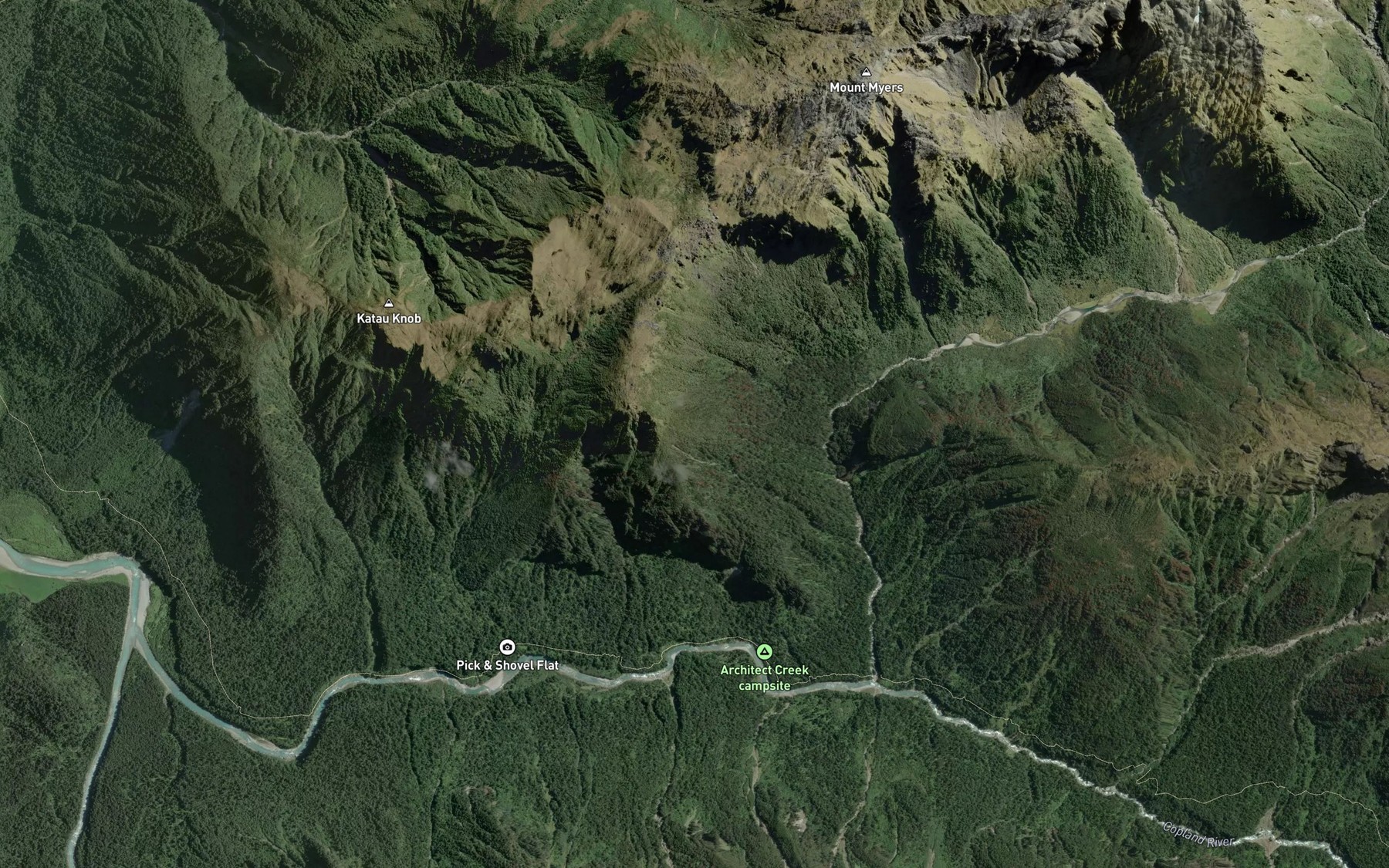 Satellite map of the McPhee Creek