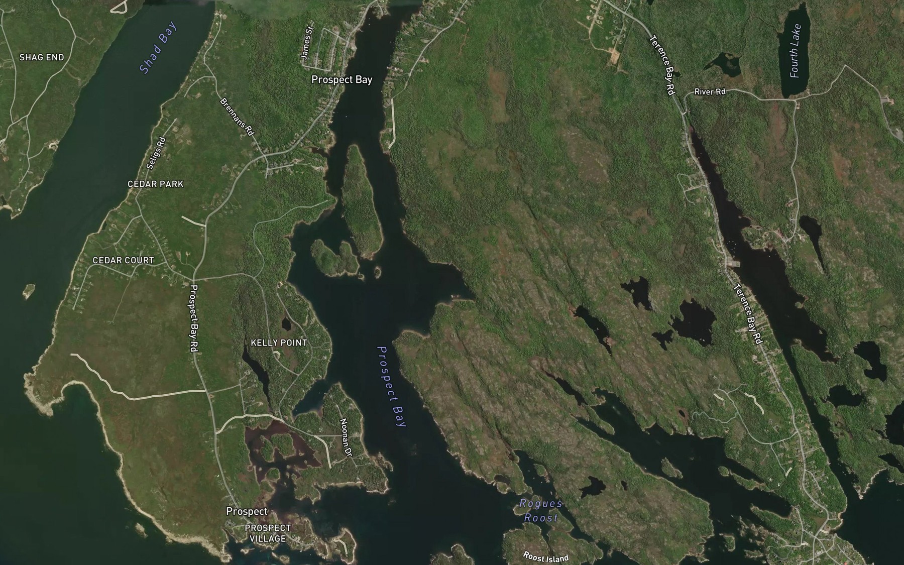 Satellite map of the Whitehorse Cove