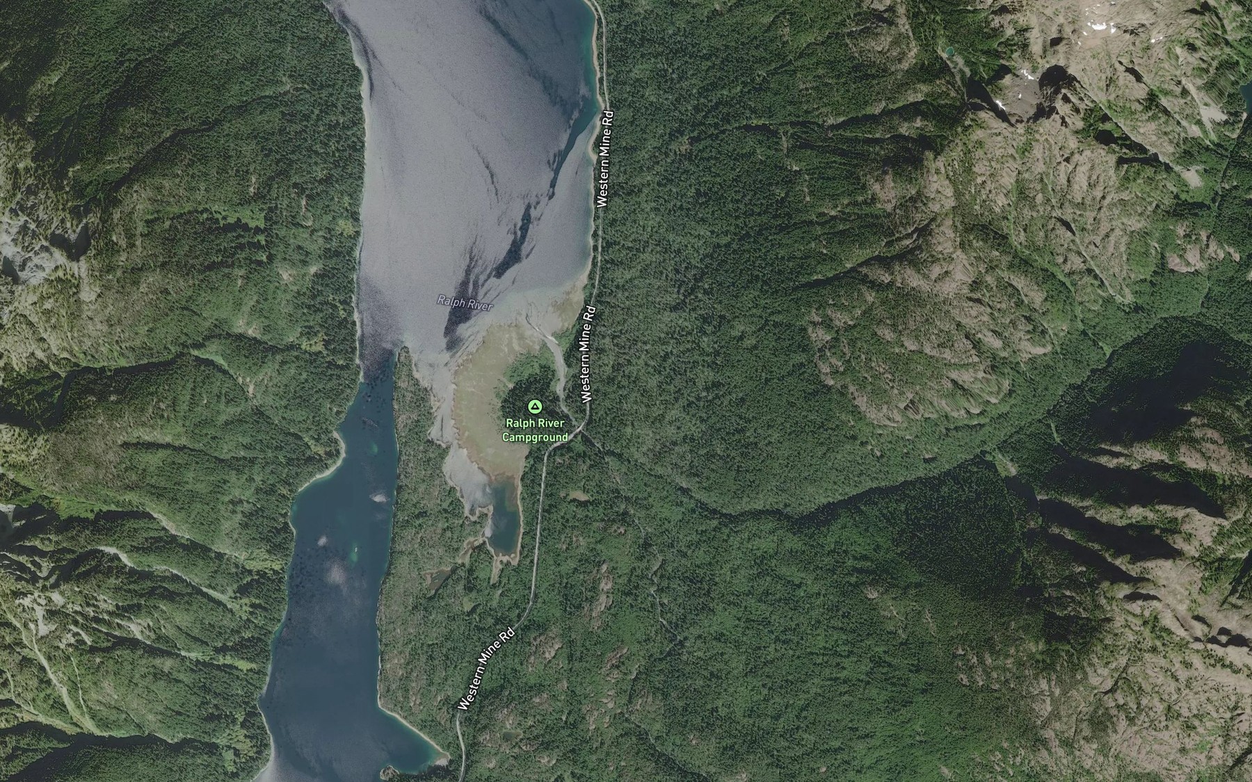 Satellite map of the Shepherd Creek