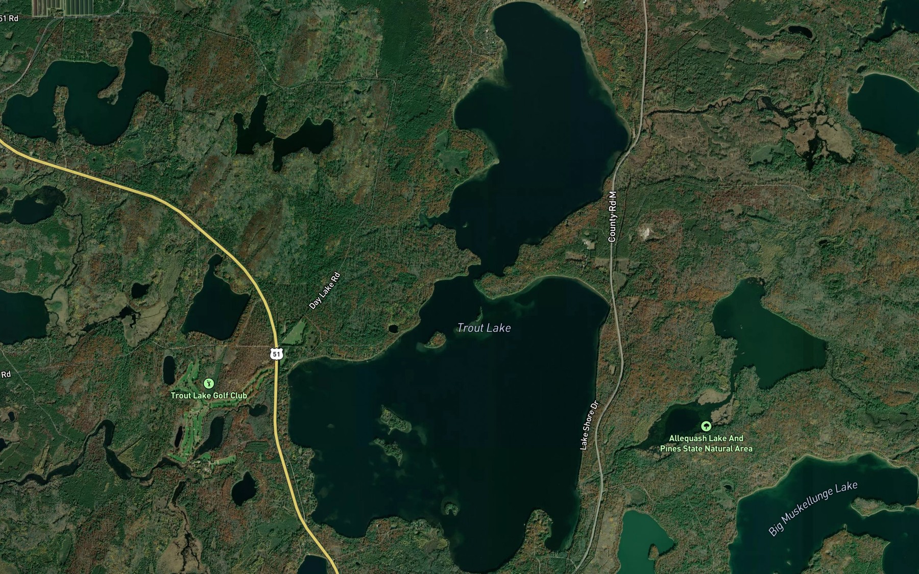 Satellite map of the Trout Lake