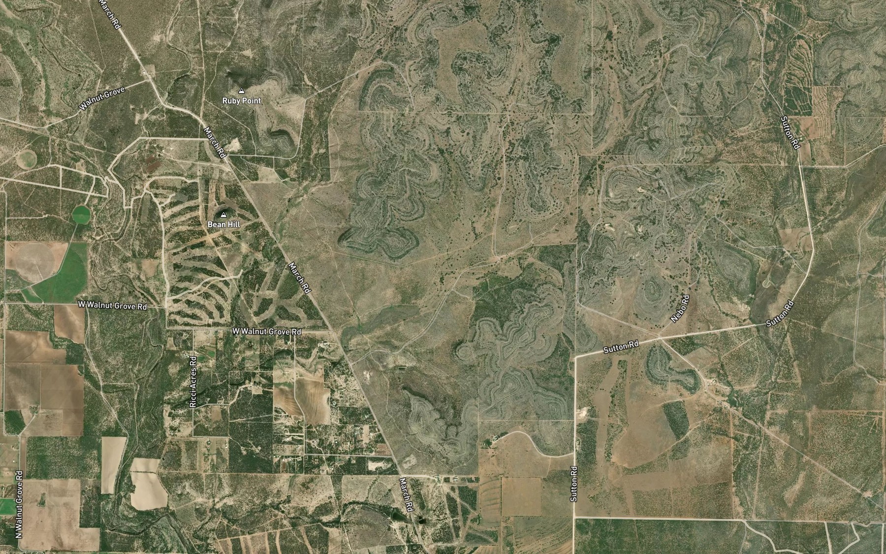 Satellite map of the Narvell Draw