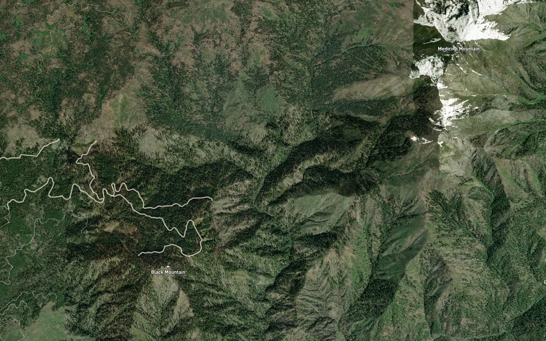 Satellite map of the Halfmoon Creek