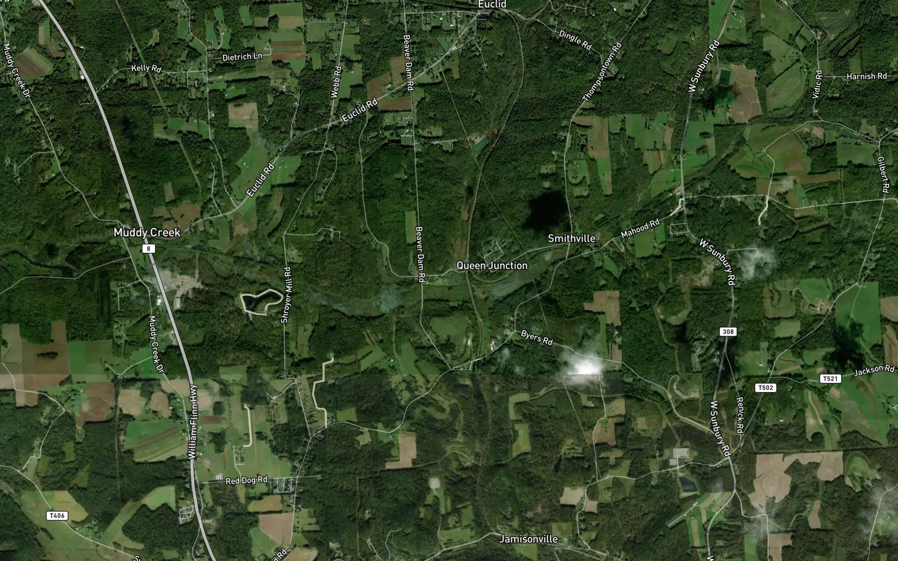 Satellite map of the Big Run