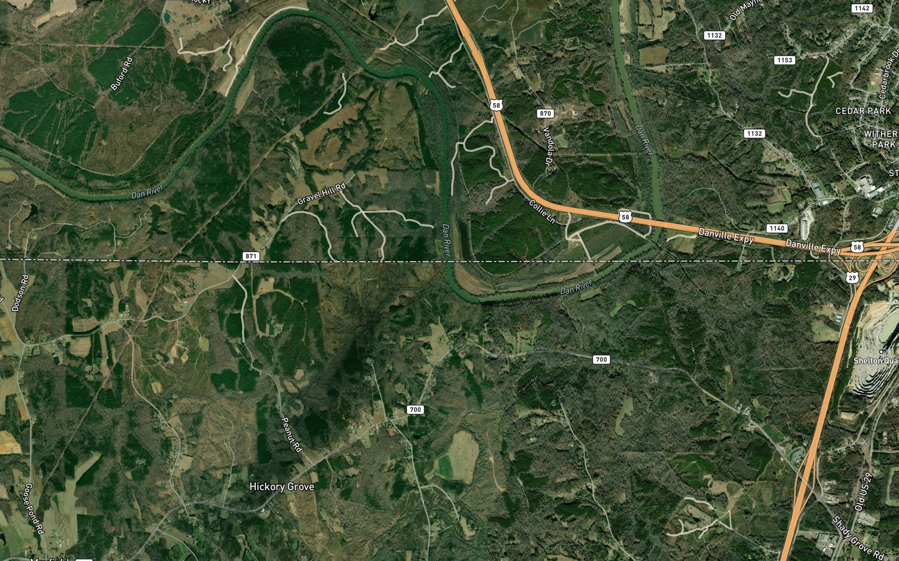 Satellite map of the Williamson Creek