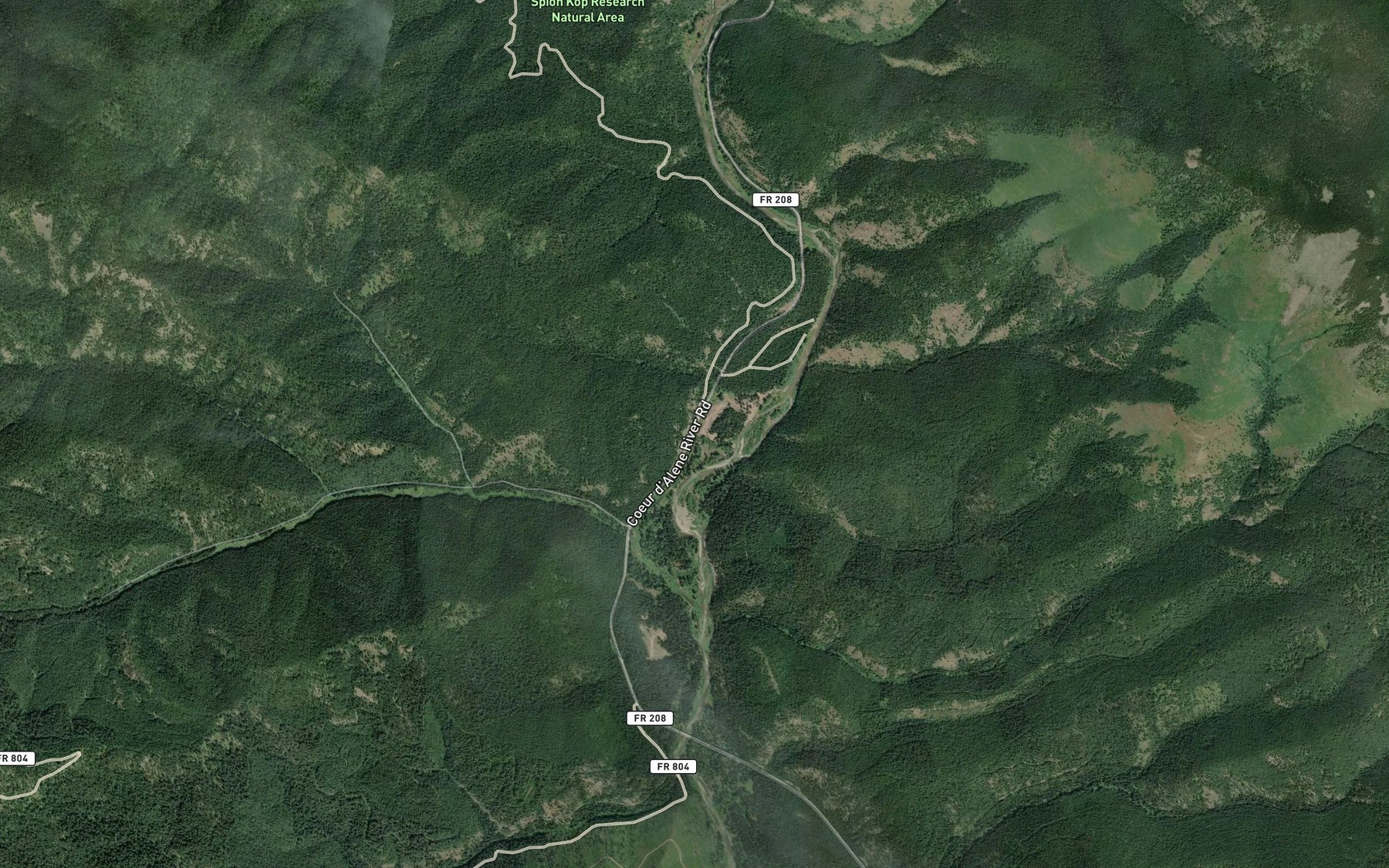 Satellite map of the President Creek