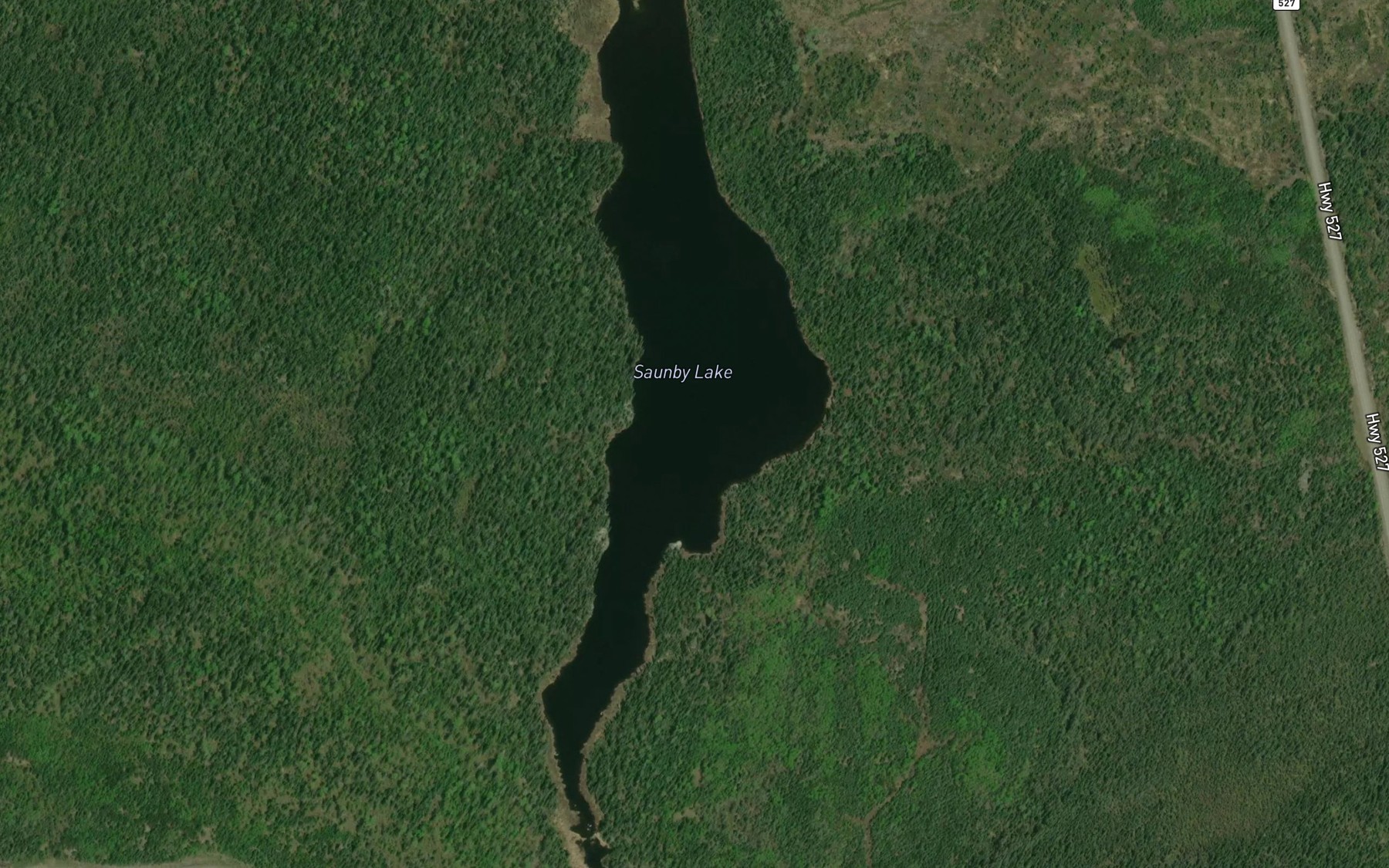 Satellite map of the Saunby Lake