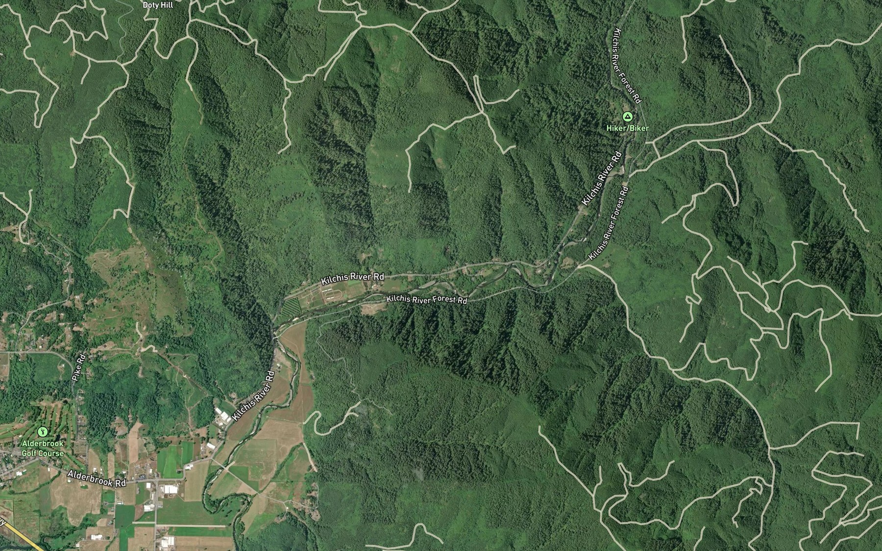 Satellite map of the Thomas Creek