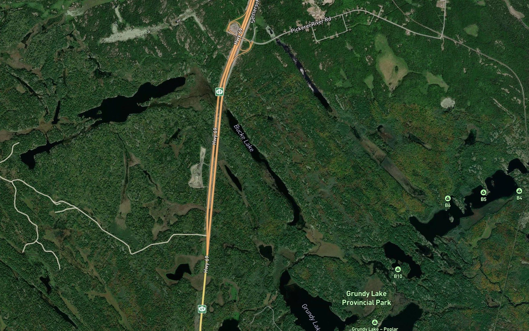 Satellite map of the Bucke Lake