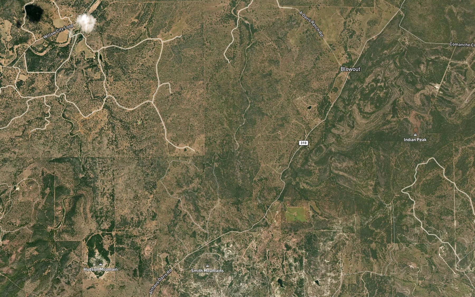 Satellite map of the Youngblood Creek