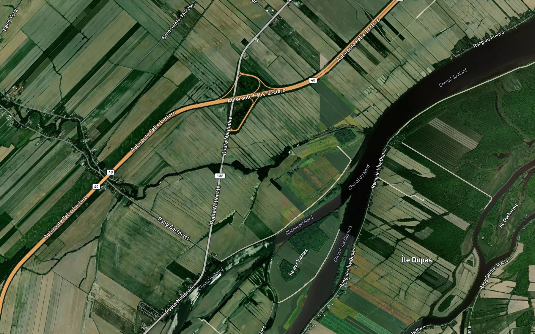 Satellite map of the Branche Nord-Est de la Riviere Chicot