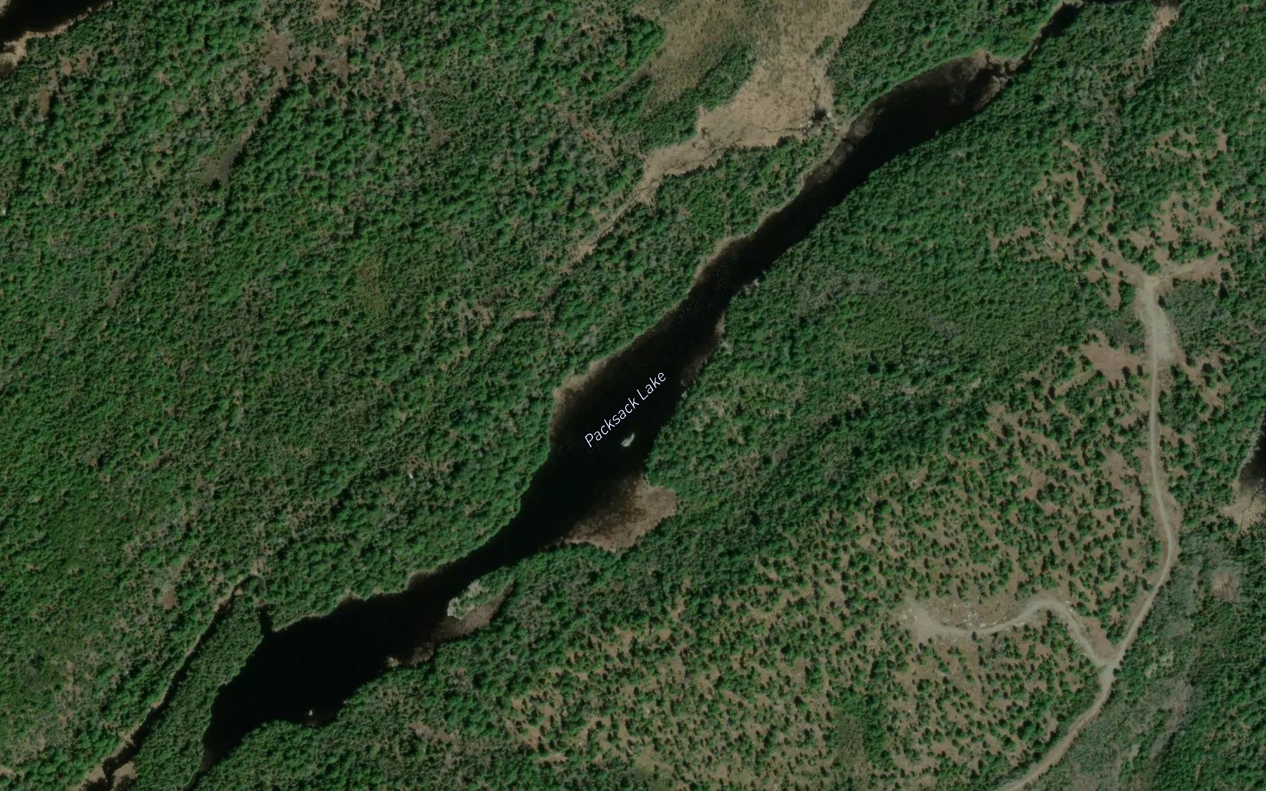 Satellite map of the Packsack Lake
