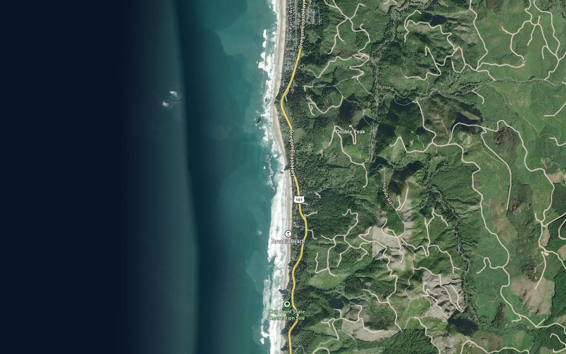 Satellite map of the Clayton Creek