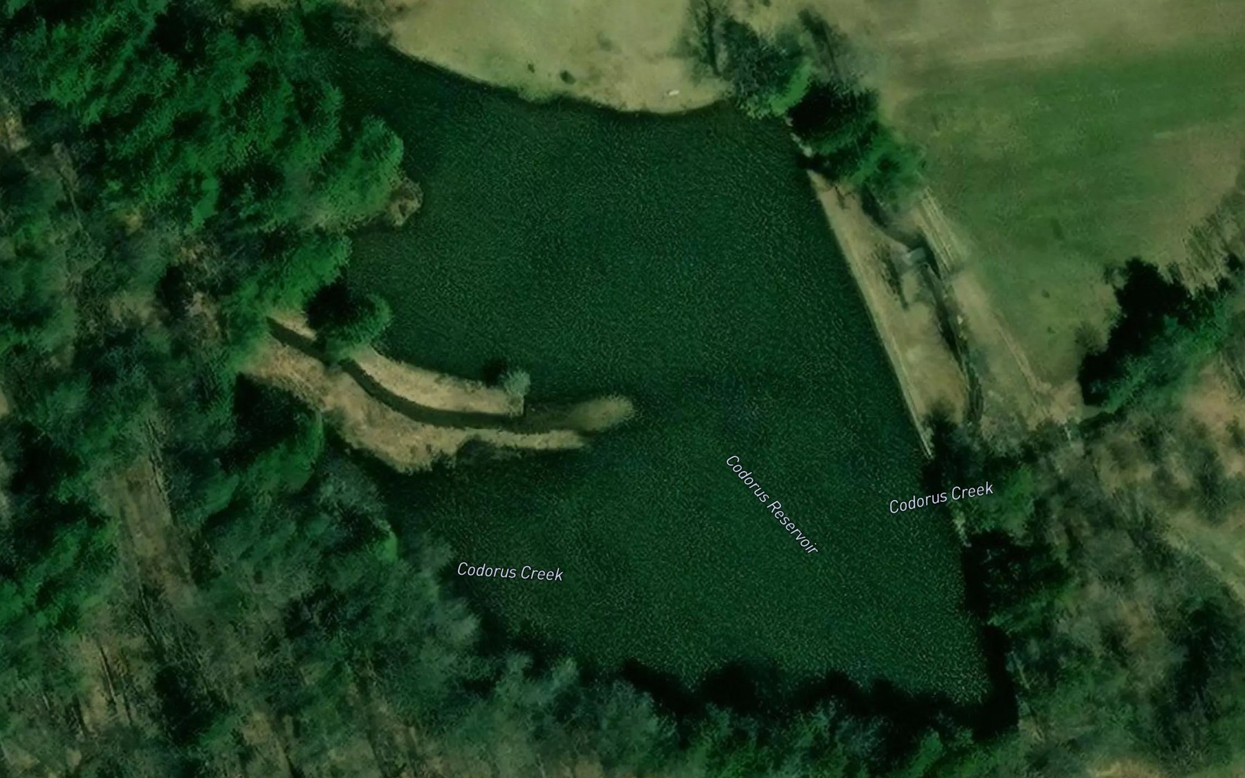Satellite map of the Codorus Reservoir