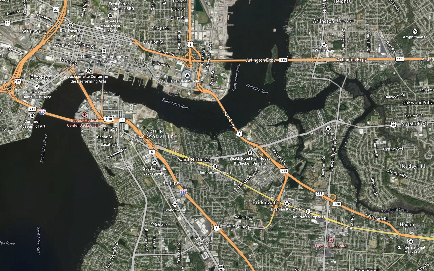 Satellite map of the Miller Creek