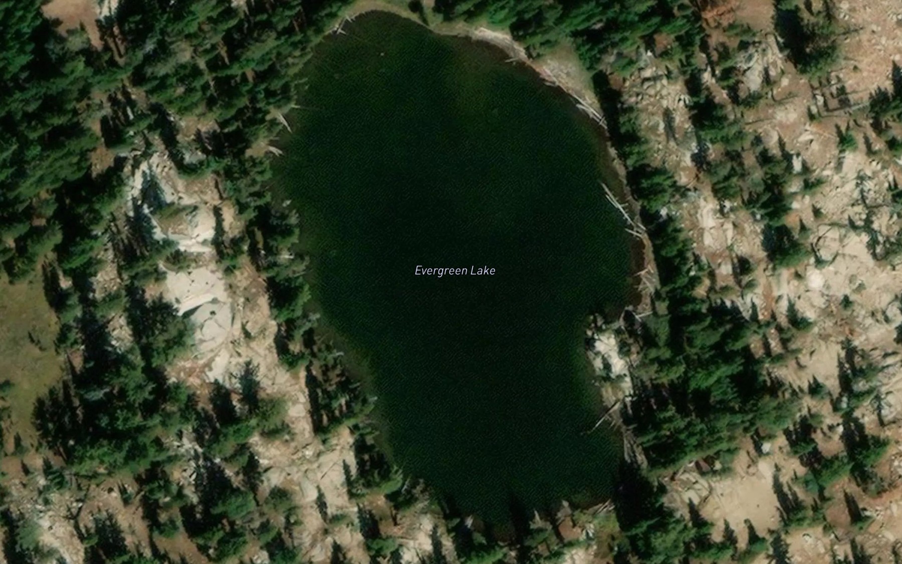 Satellite map of the Evergreen Lake