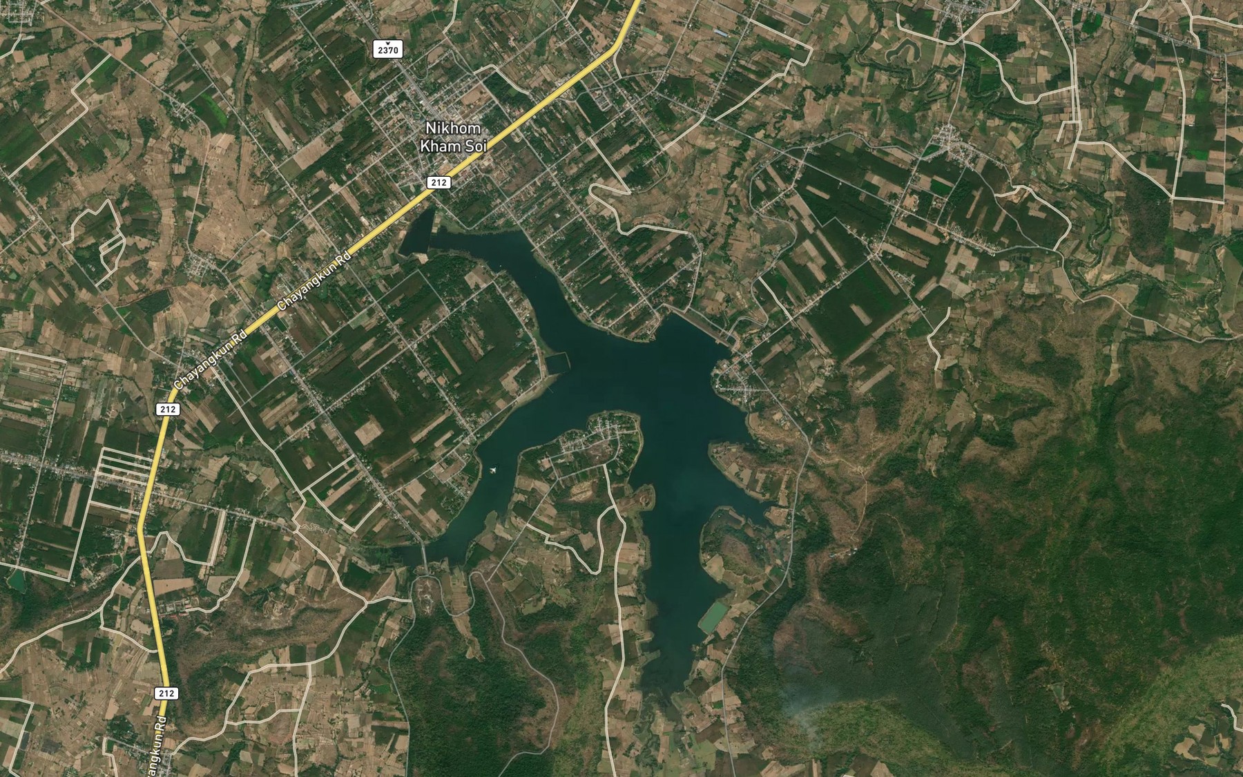 Satellite map of the Huai Khilek Reservoir