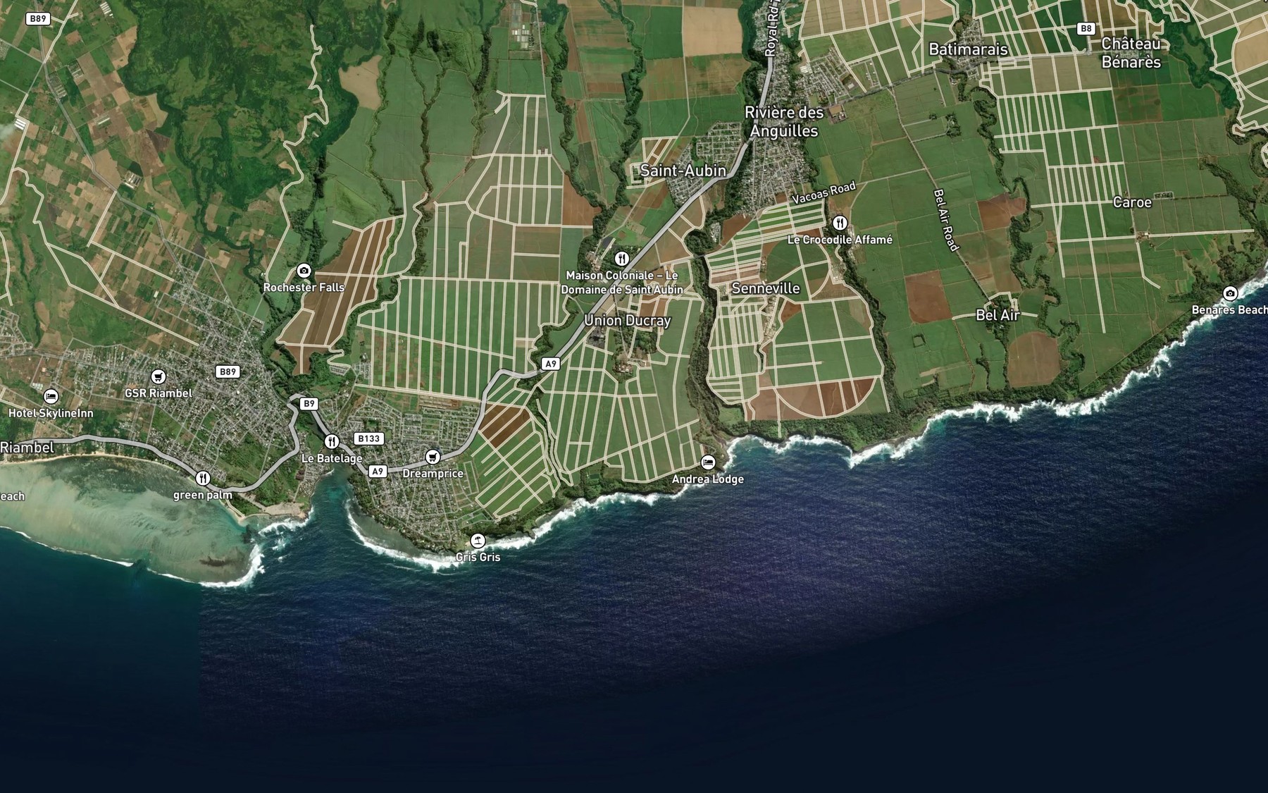 Satellite map of the Riviere des Anguilles