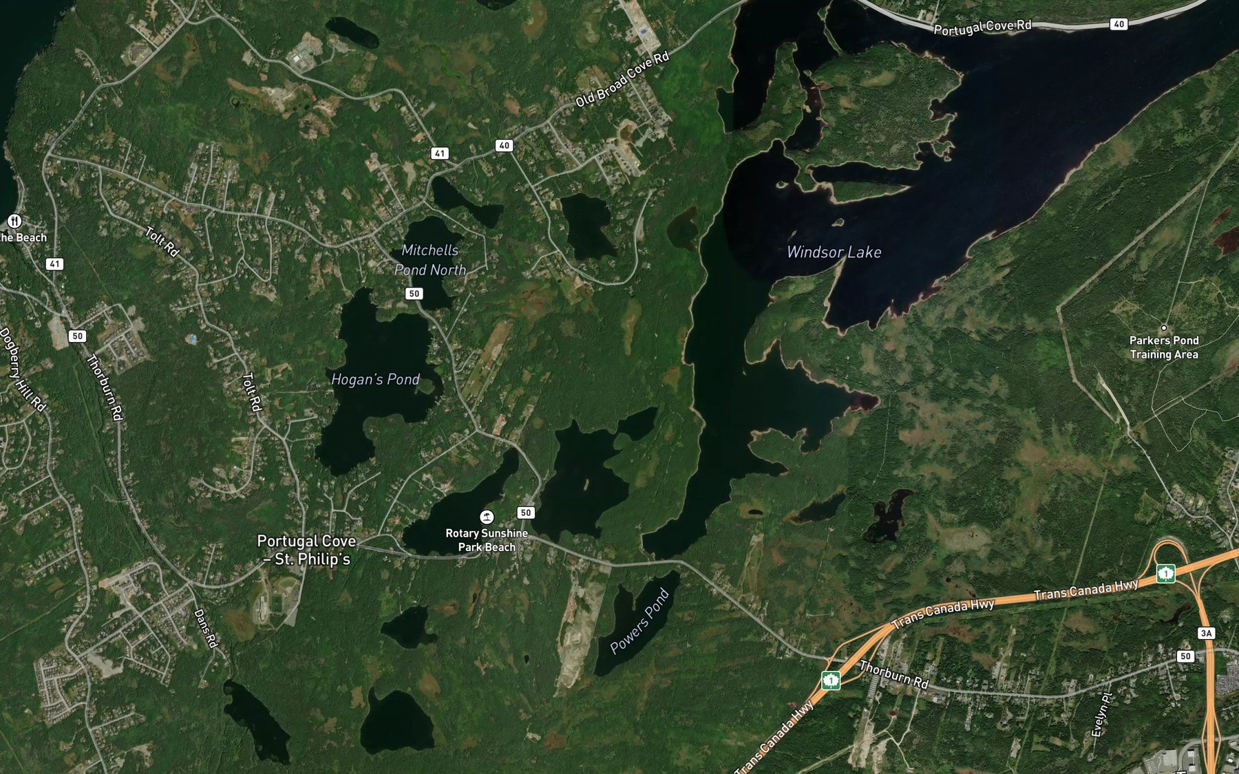 Satellite map of the Gull Pond