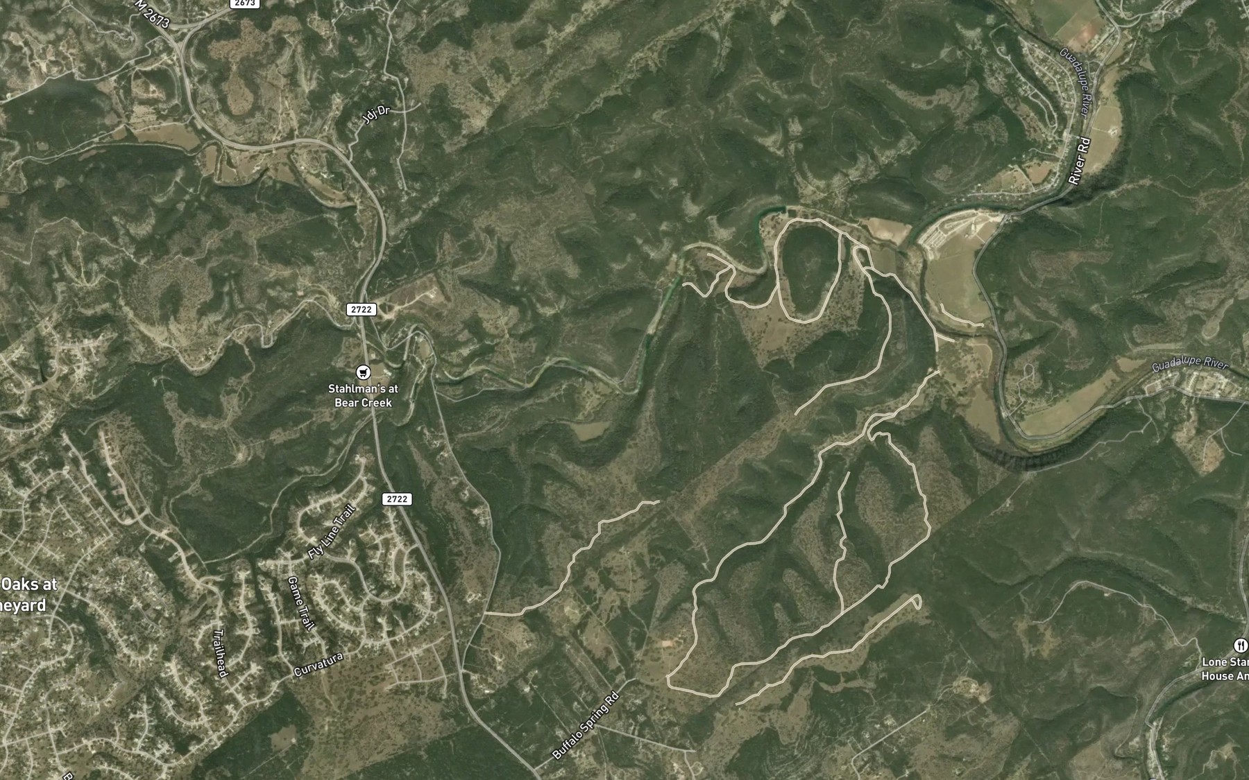 Satellite map of the Tausch Creek