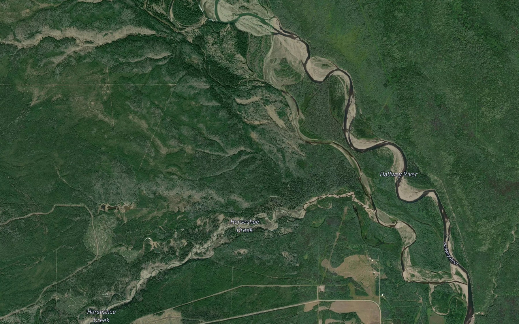 Satellite map of the Horseshoe Creek