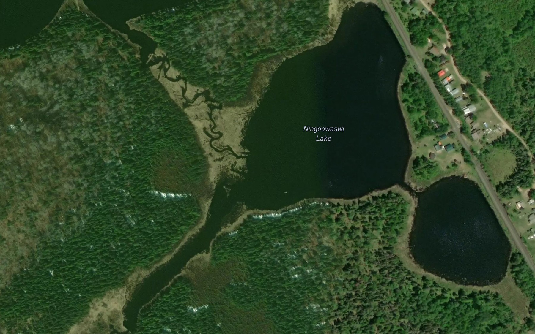 Satellite map of the Ningoowaswi Lake