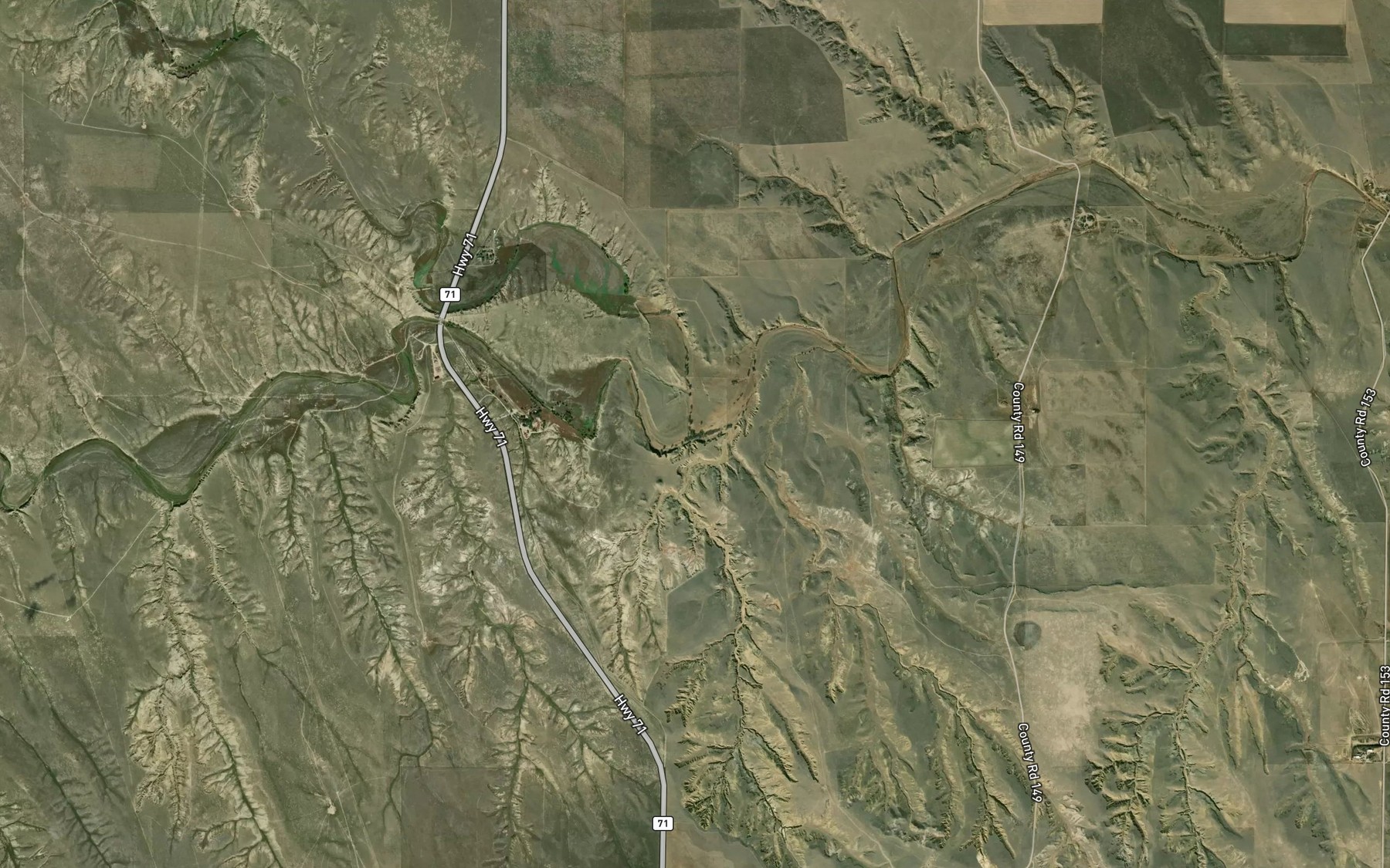 Satellite map of the South Pawnee Creek