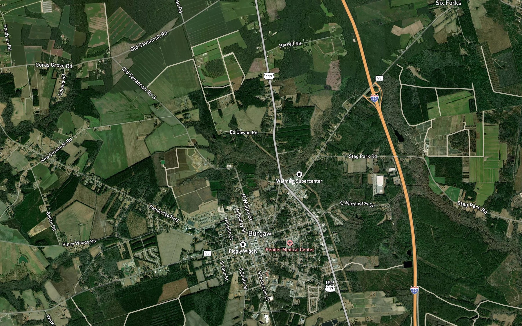 Satellite map of the Osgood Branch