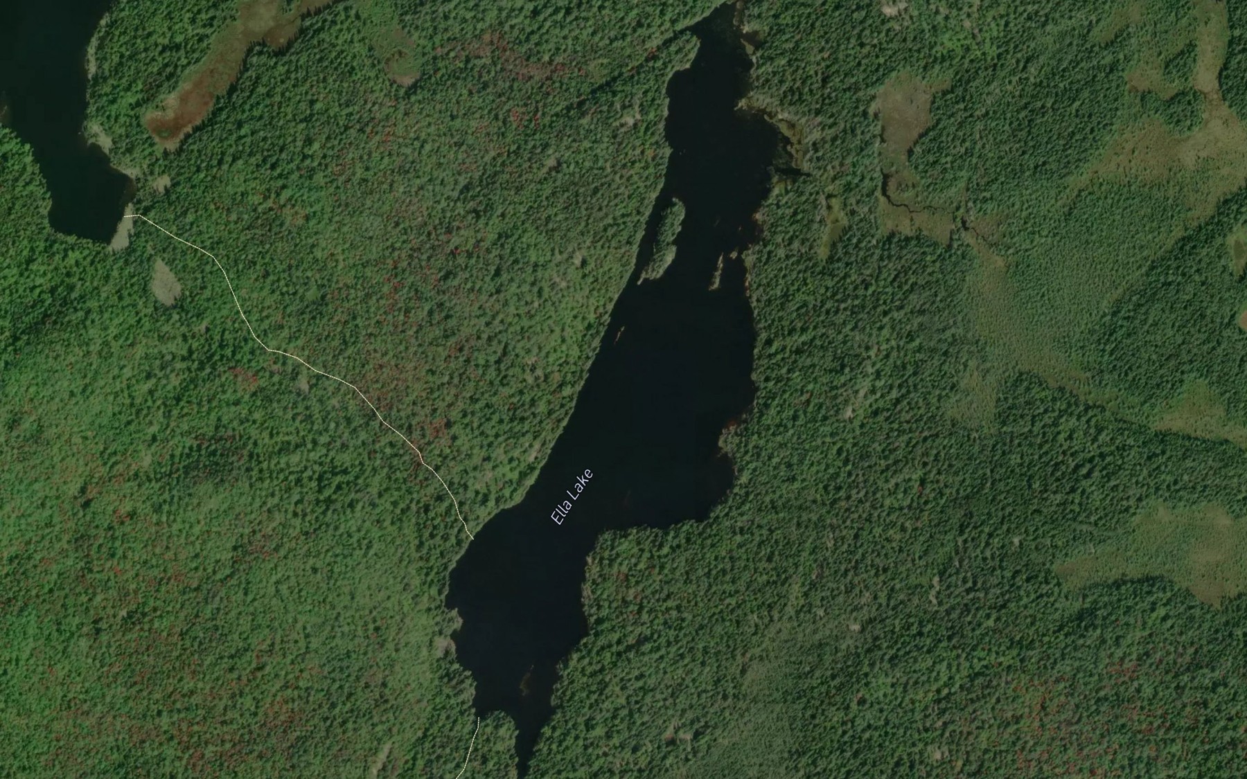 Satellite map of the Ella Lake