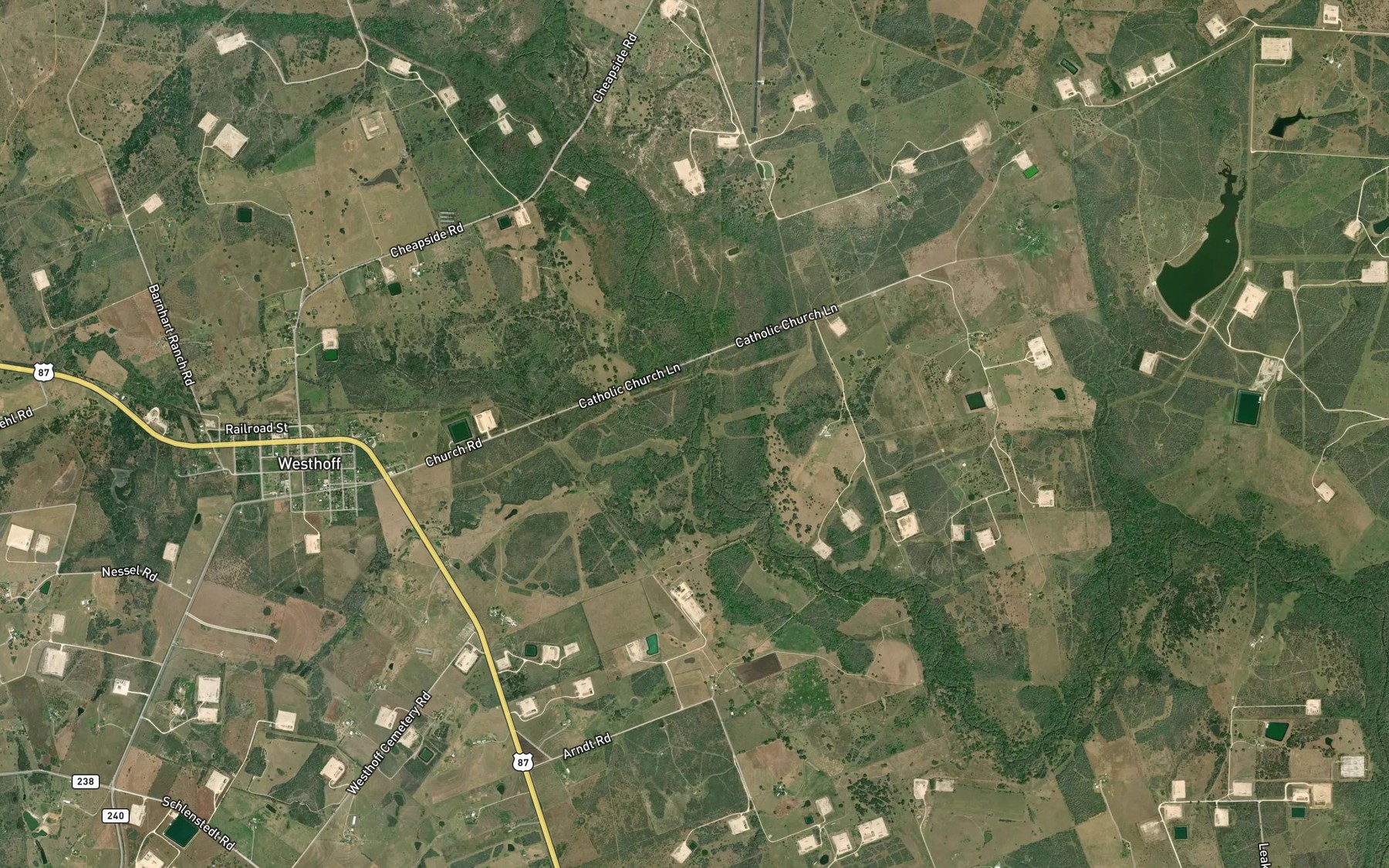 Satellite map of the Birds Creek